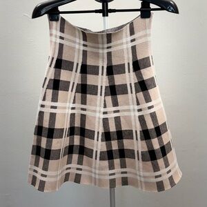 Elegant Checkered A-Line Skirt in Black and Cream